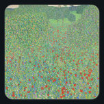 schilderij van Gustav Klimt, Mohnfeld Vierkante Sticker<br><div class="desc">Mohnfeld,  beroemd landschapsschilderij van Gustav Klimt</div>