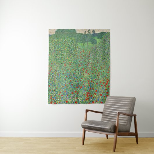 schilderij van Gustav Klimt, Mohnfeld Wandkleed (In situ)
