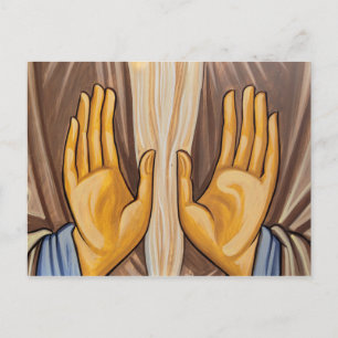 Schilderij van handen in een kerk briefkaart