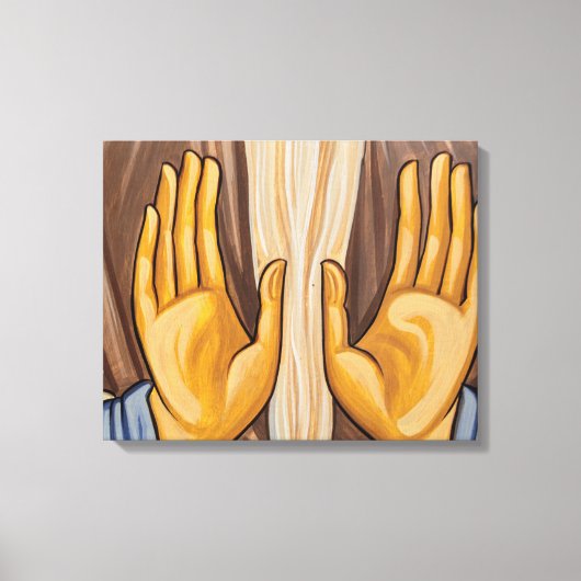 Schilderij van handen in een kerk canvas afdruk (Voorkant)