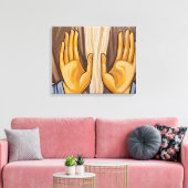 Schilderij van handen in een kerk canvas afdruk (Insitu (Woonkamer))