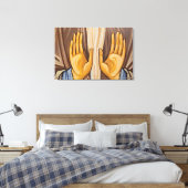 Schilderij van handen in een kerk canvas afdruk (Insitu (Slaapkamer))