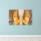 Schilderij van handen in een kerk canvas afdruk (Insitu (Houten vloer))