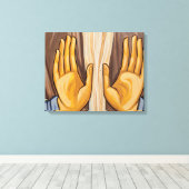 Schilderij van handen in een kerk canvas afdruk (Insitu (Houten vloer))