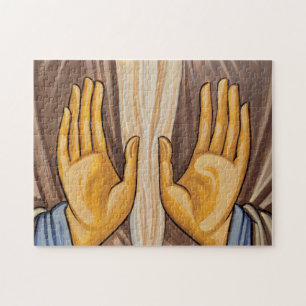 Schilderij van handen in een kerk legpuzzel