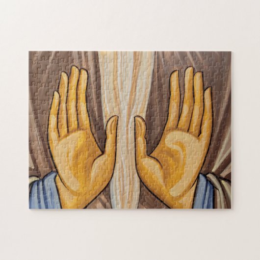 Schilderij van handen in een kerk legpuzzel (Horizontaal)