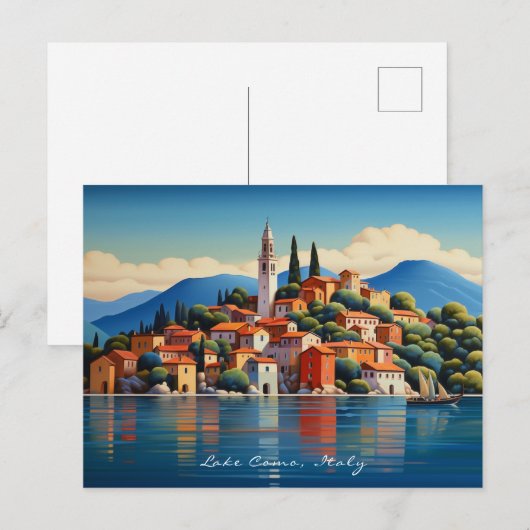 Schilderij van het Comomeer | Italië Reizen | Kuns Briefkaart (Voorkant / Achterkant)