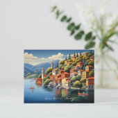 Schilderij van het Comomeer Landschap Italië Reize Briefkaart (Staand voorkant)