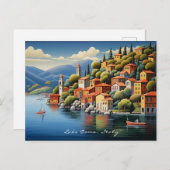 Schilderij van het Comomeer Landschap Italië Reize Briefkaart (Voorkant / Achterkant)