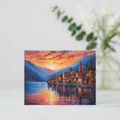 Schilderij van het Comomeer Zonsondergang | Italië Briefkaart (Staand voorkant)