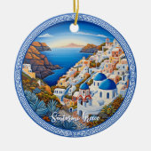 Schilderij van het Griekse eiland Santorini | Reis Keramisch Ornament (Voorkant)