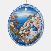 Schilderij van het Griekse eiland Santorini | Reis Keramisch Ornament (Links)