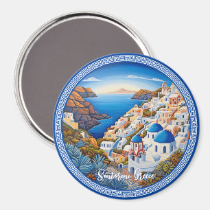 Schilderij van het Griekse eiland Santorini   Reis Magneet