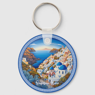 Schilderij van het Griekse eiland Santorini   Reis Sleutelhanger