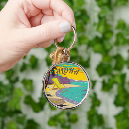  schilderij van het strand van Aloha Hawaii Sleutelhanger