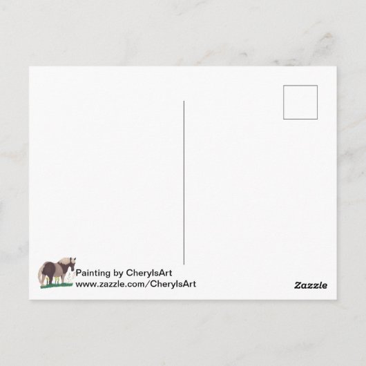 Schilderij van Horse Standing Looking, Grass Brief Briefkaart (Achterkant)
