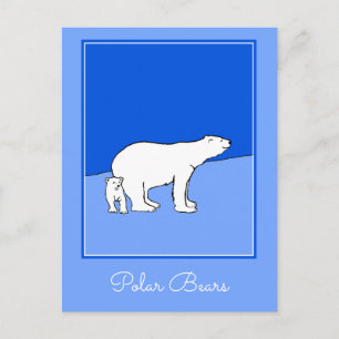 Schilderij van ijsbeer moeder en welp - Wildeleven Briefkaart