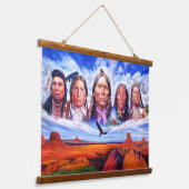 schilderij van indianen beroemde indiaanse stamhoo hangend wandkleed (Gebogen)