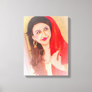 schilderij van Indische dame Canvas Afdruk