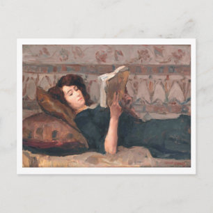 Schilderij van Isaac Israels van een vrouw die lee Briefkaart
