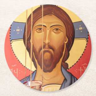 Schilderij van Jezus Ronde Kartonnen Onderzetter