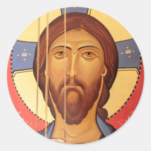 Schilderij van Jezus Ronde Sticker