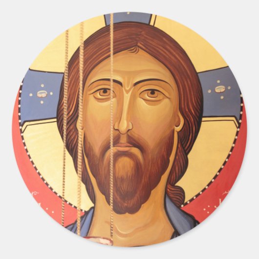 Schilderij van Jezus Ronde Sticker (Voorkant)