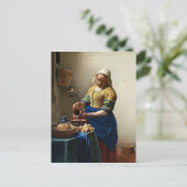 Schilderij van Johannes Vermeer, De Melkmeid Briefkaart (Staand voorkant)