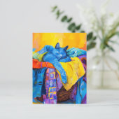 Schilderij van Kat Slapen in Washok Briefkaart (Staand voorkant)