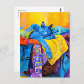 Schilderij van Kat Slapen in Washok Briefkaart (Voorkant / Achterkant)