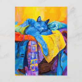 Schilderij van Kat Slapen in Washok Briefkaart