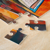 schilderij van Kat Tussen Geopende Boeken Legpuzzel (Zijkant)