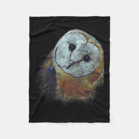 Schilderij van Kerkuil Uil Kunst Fleece Deken (Voorkant)