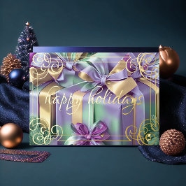 Schilderij van kerstcadeaus lavendel paars mint feestdagen kaart