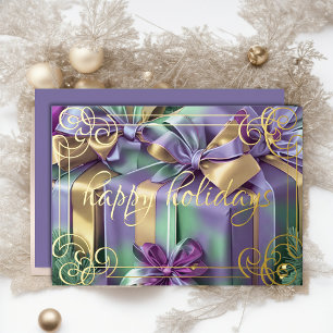 Schilderij van Kerstcadeaus Lavendel Paarse Munt Folie Feestdagenkaart