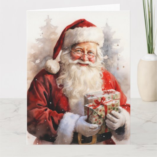 Schilderij van Kerstman met cadeaus Kaart (Voorkant)