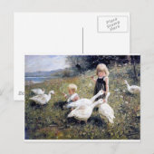 schilderij van kinderen en ganzen briefkaart (Voorkant / Achterkant)