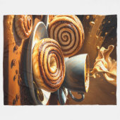 Schilderij van koffiekopje en kaneelbroodjes Abstr Fleece Deken (Voorkant (Horizontaal))