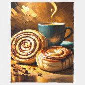 Schilderij van koffiekopje en kaneelbroodjes Abstr Fleece Deken (Voorkant)
