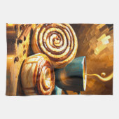 Schilderij van koffiekopje en kaneelbroodjes Abstr Theedoek (Horizontaal)