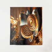 Schilderij van koffiekopje en kaneelbroodjes Abstr Wandkleed (Voorkant)