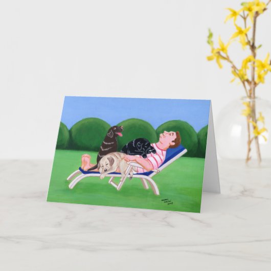 Schilderij van Labrador Dad Kaart (Gele Bloem)