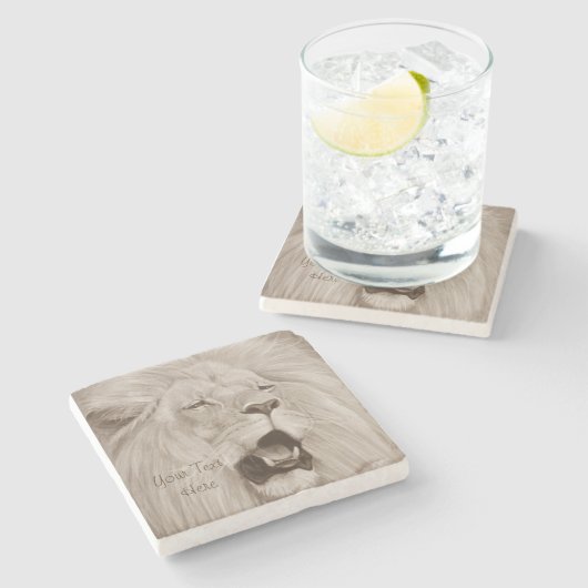 schilderij van leeuwen die grote katten kweken stenen onderzetter (Zijkant)