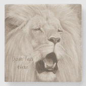 schilderij van leeuwen die grote katten kweken stenen onderzetter (Voorkant)