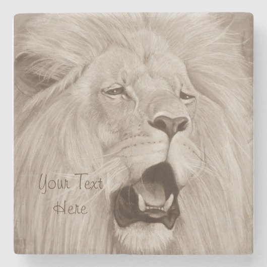 schilderij van leeuwen die grote katten kweken stenen onderzetter (Voorkant)