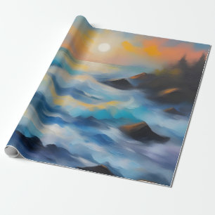 Schilderij van lichtblauwe zee golven onder de zon cadeaupapier