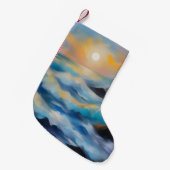 Schilderij van lichtblauwe zee golven onder de zon kleine kerstsok (Voorkant (Hangend))