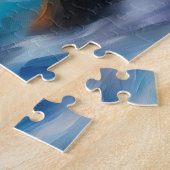 Schilderij van lichtblauwe zee golven onder de zon legpuzzel (Zijkant)