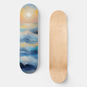 Schilderij van lichtblauwe zee golven onder de zon persoonlijk skateboard (Voorkant)
