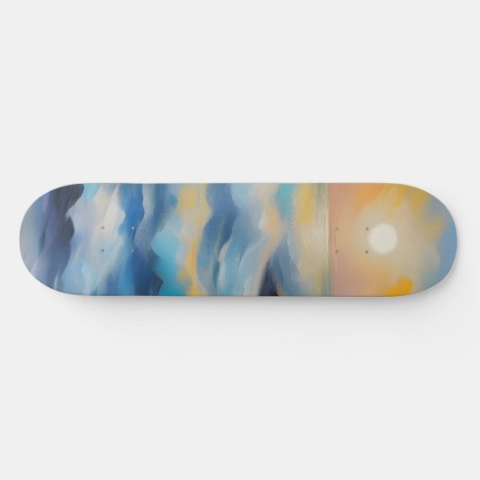 Schilderij van lichtblauwe zee golven onder de zon persoonlijk skateboard (Horizontaal)